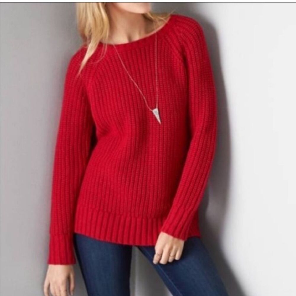 American Eagle Jegging Sweater Knit Ribbed Crewneck Preppy Holiday Women Medium